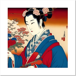 Geisha Study D in Japanese Style Posters and Art